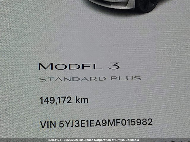 5YJ3E1EA9MF015982 Tesla MODEL 3