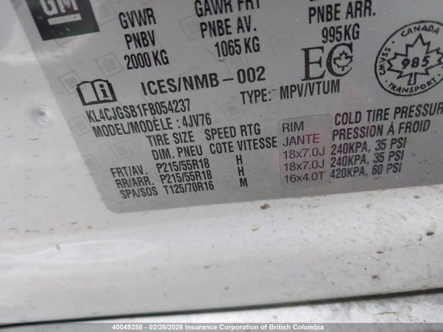 Buick Encore 2015 KL4CJGSB1FB054237 Image 9