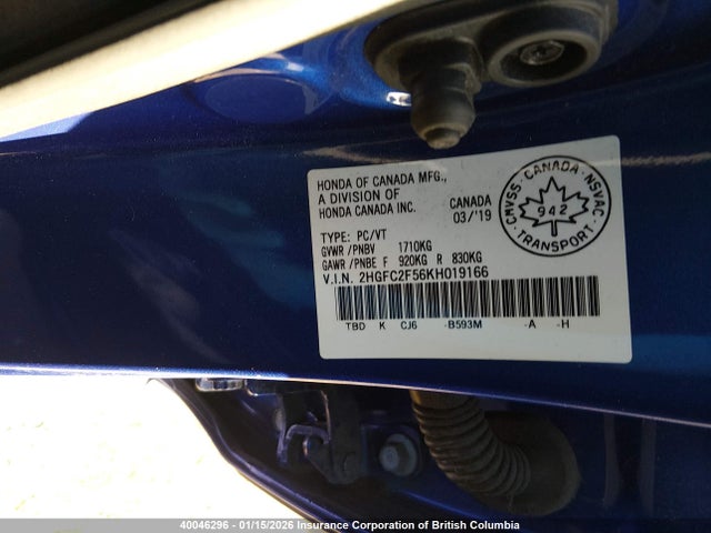 2HGFC2F56KH019166 Honda Civic Lx