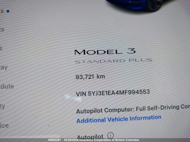 5YJ3E1EA4MF994553 Tesla MODEL 3