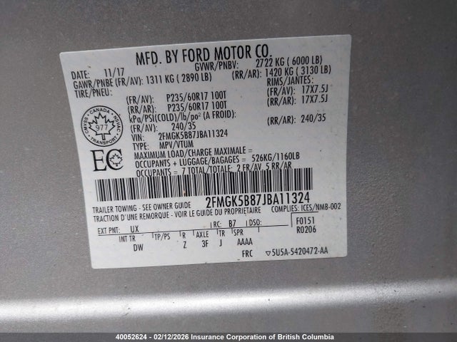 Ford FLEX SE 2018 2FMGK5B87JBA11324 Image 9