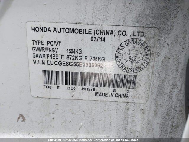 LUCGE8G55E3006362 Honda Fit