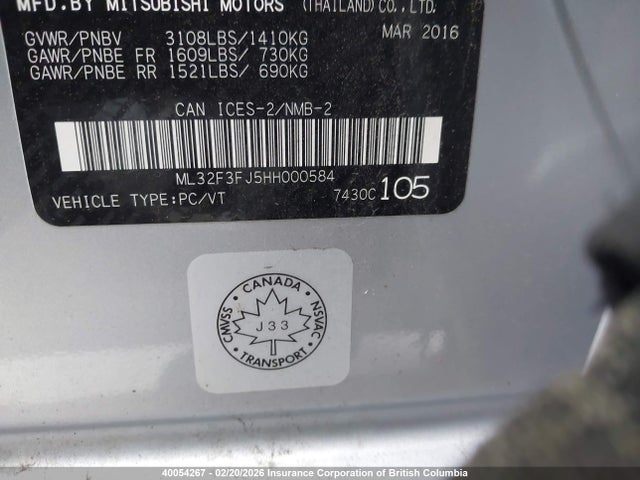 ML32F3FJ5HH000584 Mitsubishi Mirage G4 Es