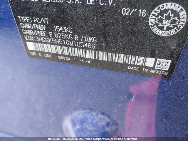 3HGGK5H51GM105466 Honda Fit