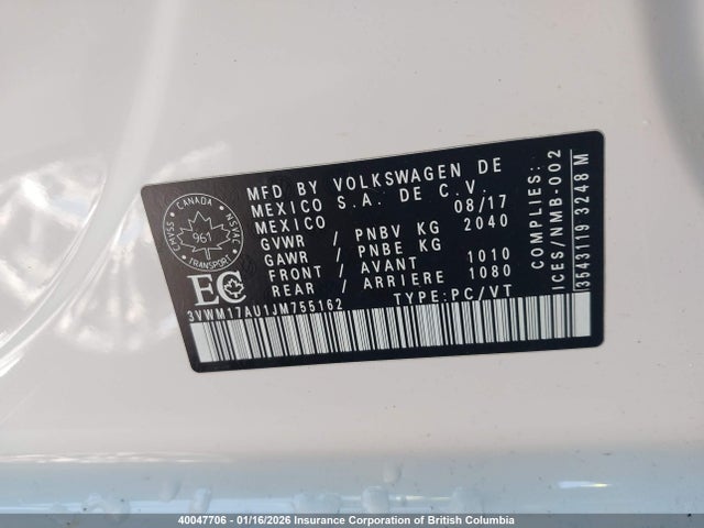 3VWM17AU1JM755162 Volkswagen Golf Alltrack S/se