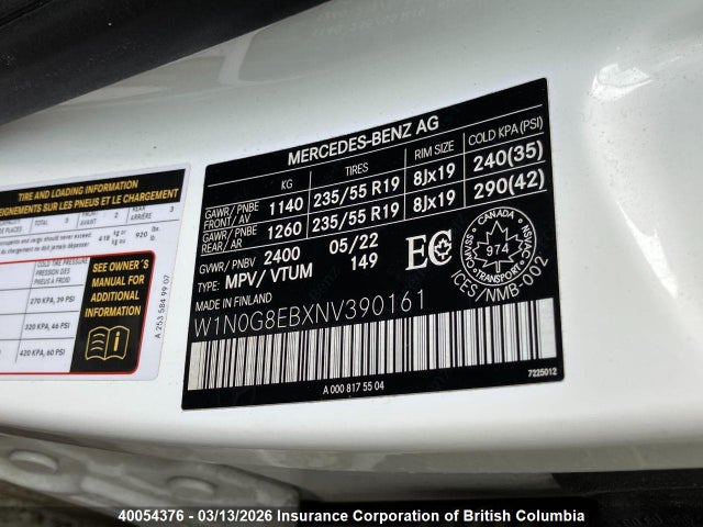 W1N0G8EBXNV390161 Mercedes-Benz Glc 300 4matic