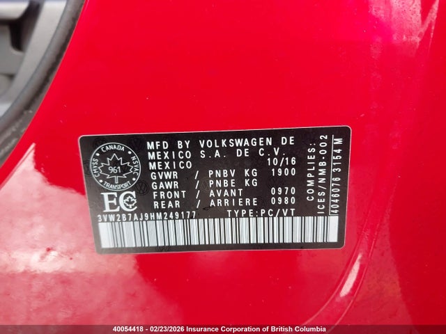 Volkswagen Jetta 2017 3VW2B7AJ9HM249177 Image 9