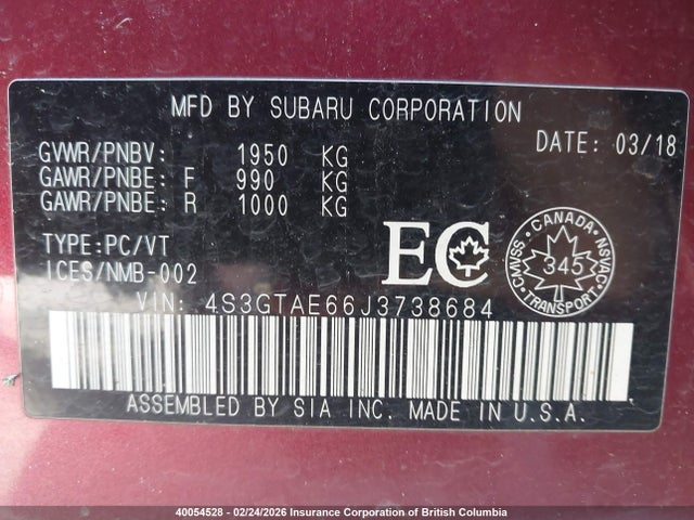 Subaru Impreza Premium Plus 2018 4S3GTAE66J3738684 Image 9