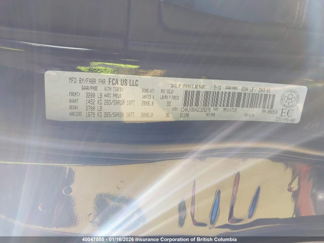 1C4RJFBG4GC326278 Jeep Grand Cherokee Limited