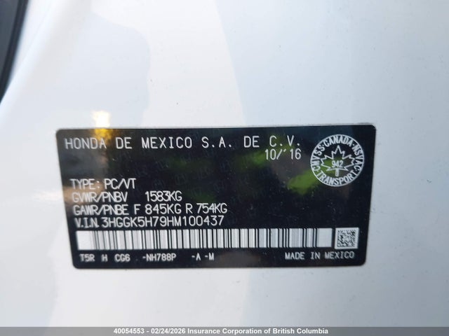 3HGGK5H79HM100437 Honda Fit