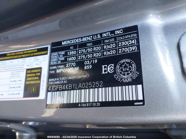4JGFB4KB1LA025252 Mercedes-Benz Gle 350 4matic