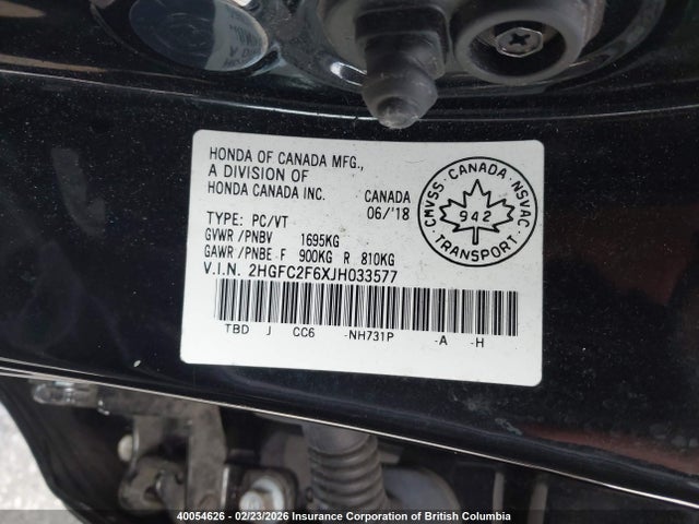 2018 Honda Civic მანქანა იყიდება აუქციონზე, vin: 2HGFC2F6XJH033577, აუქციონის ნომერი: 40054626