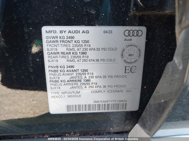 WA1EAAFY1P2139634 Audi Q5