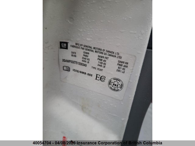 Продаж на аукціоні авто 2005 Buick Allure Cx, vin: 2G4WF532751336349, номер лоту: 40054704