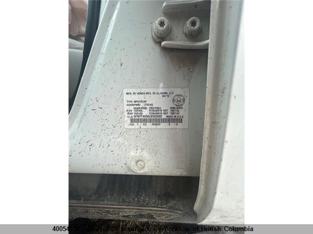 Продаж на аукціоні авто 2012 Honda Pilot, vin: 5FNYF4H56CB503692, номер лоту: 40054832