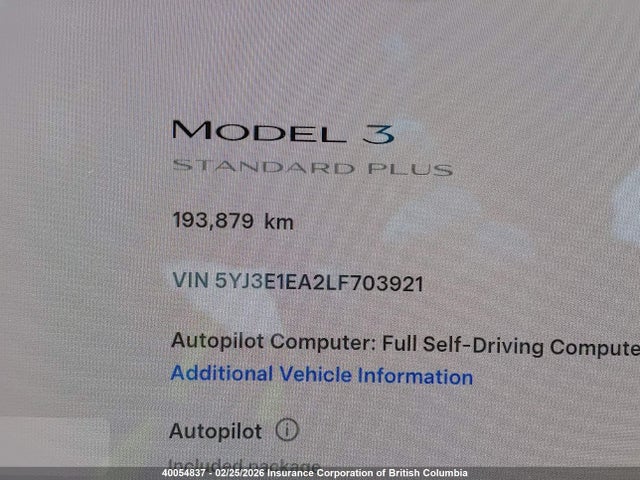 5YJ3E1EA2LF703921 Tesla MODEL 3