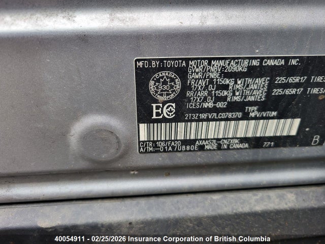 2T3Z1RFV7LC078370 Toyota RAV4