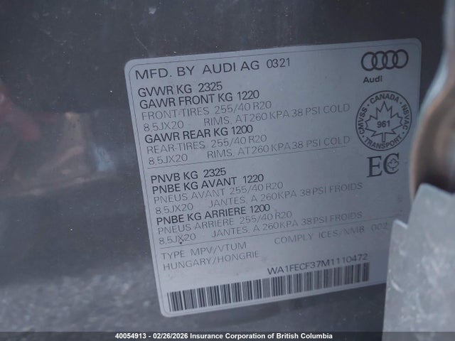 WA1FECF37M1110472 Audi Q3
