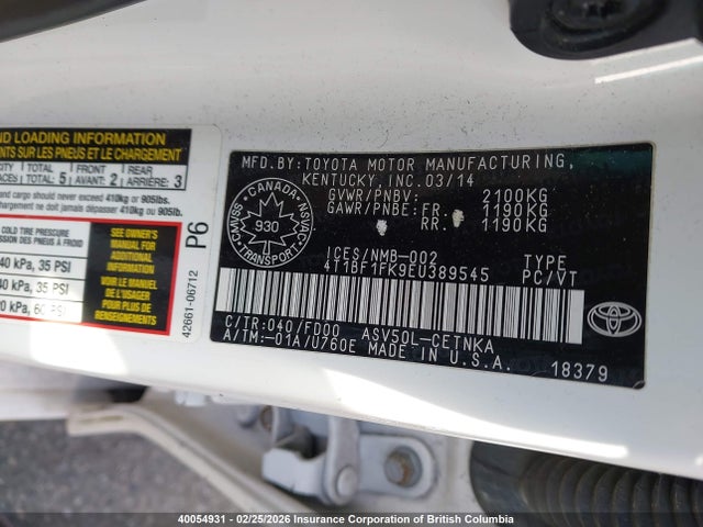 Toyota Camry 2014 4T1BF1FK9EU389545 Image 9