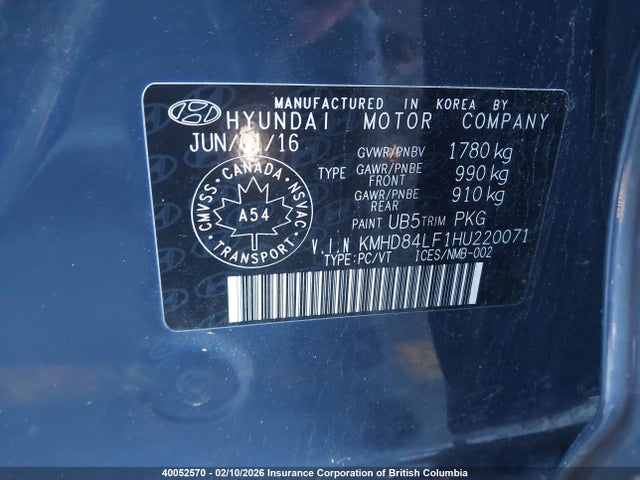 KMHD84LF1HU220071 Hyundai Elantra Se/value/limited
