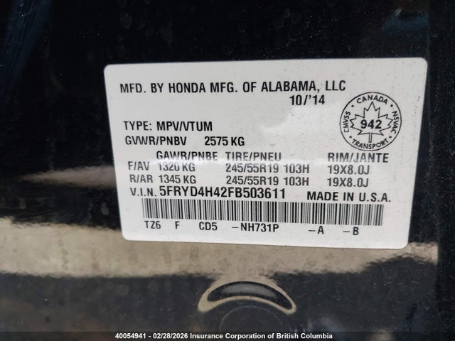 Acura MDX 2015 5FRYD4H42FB503611 Image 9
