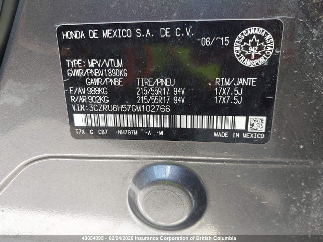 3CZRU6H57GM102766 Honda HR-V EX