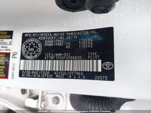 4T1BF1FK9FU096620 Toyota Camry Le/xle/se/xse