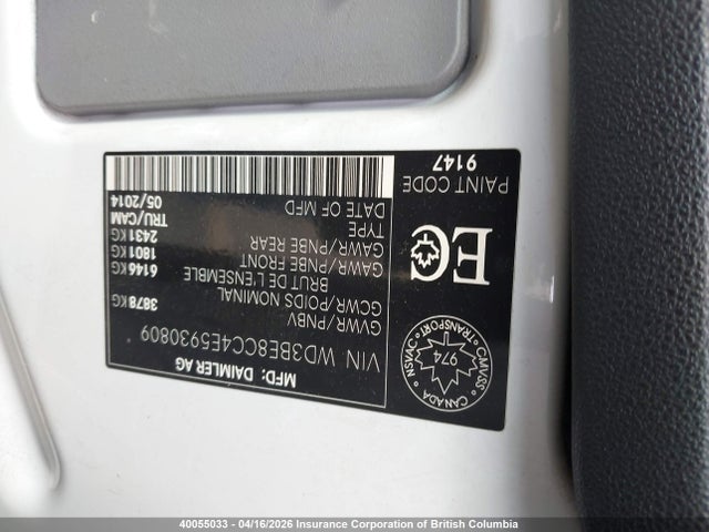 Продаж на аукціоні авто 2014 Mercedes-benz Sprinter 2500, vin: WD3BE8CC4E5930809, номер лоту: 40055033