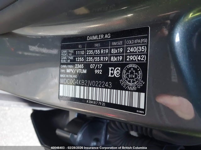 WDC0G4KB2JV022243 Mercedes-Benz Glc 300 4matic