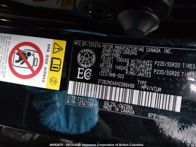 2T2BZMCAXHC089499 Lexus Rx 350/base/f Sport