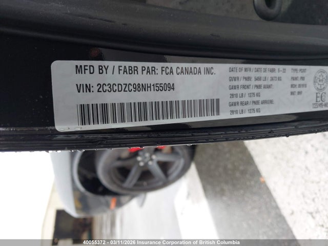 Dodge Challenger Srt Hellcat 2022 2C3CDZC98NH155094 Image 9