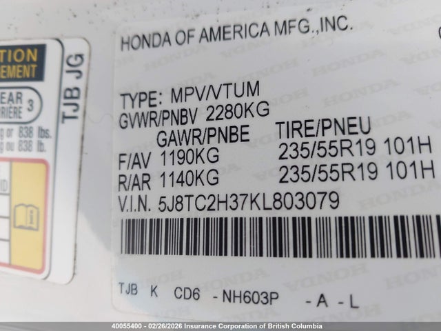 Acura RDX 2019 5J8TC2H37KL803079 Image 9