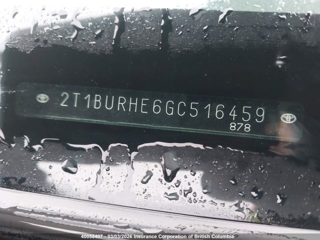 2T1BURHE6GC516459 Toyota Corolla L/le/le Pls/prm/s/s Pls