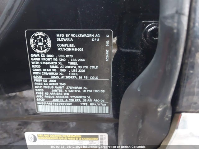 WVGDF9BP4ED007902 Volkswagen TOUAREG V6