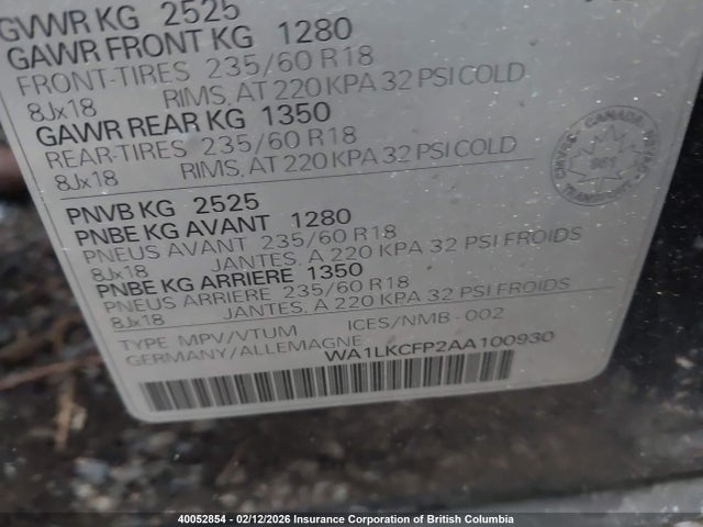 2010 Audi Q5 Premium Plus მანქანა იყიდება აუქციონზე, vin: WA1LKCFP2AA100930, აუქციონის ნომერი: 40052854