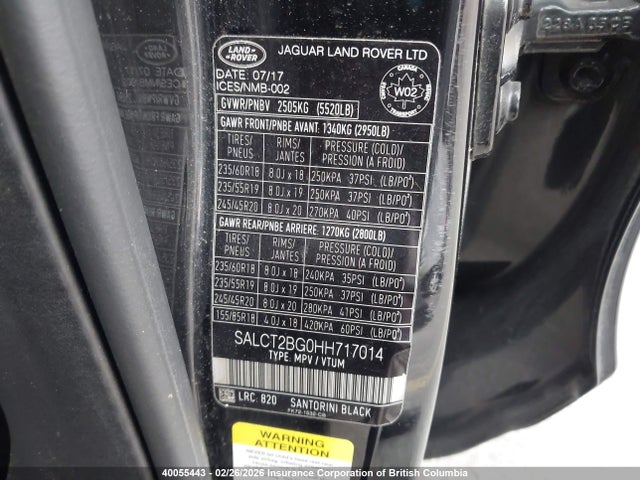 SALCT2BG0HH717014 Land Rover Discovery Sport Hse Luxury