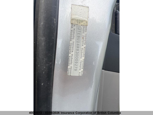40055512 :رقم المزاد ، JTEBU14R830009279 vin ، 2003 Toyota 4runner Sr5/sport مزاد بيع