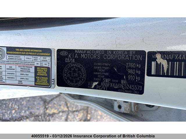 KNAFX4A6XE5245573 KIA Forte
