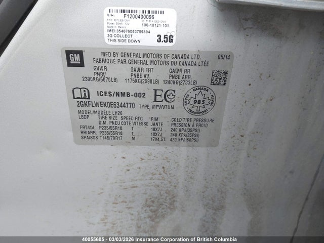 2GKFLWEK0E6344770 GMC Terrain Sle