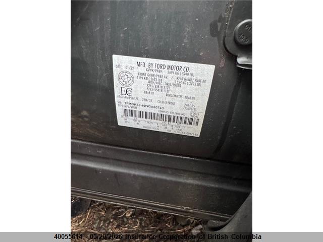 1FMSK8JH4NGA80743 Ford Explorer Timberline