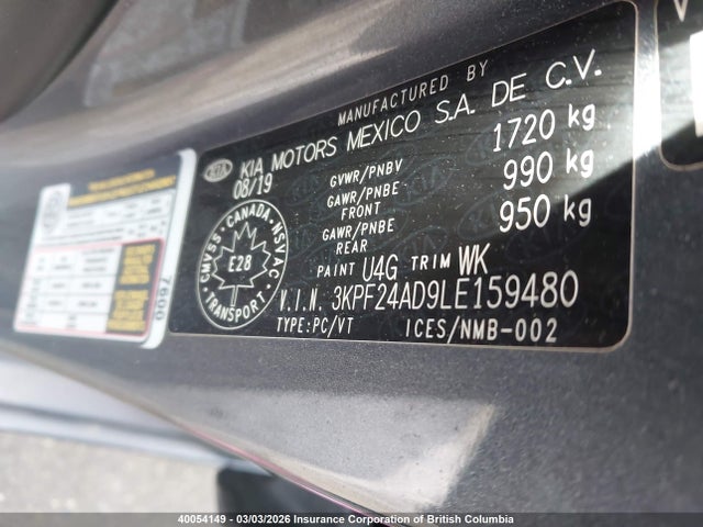 3KPF24AD9LE159480 KIA Forte Fe/lxs