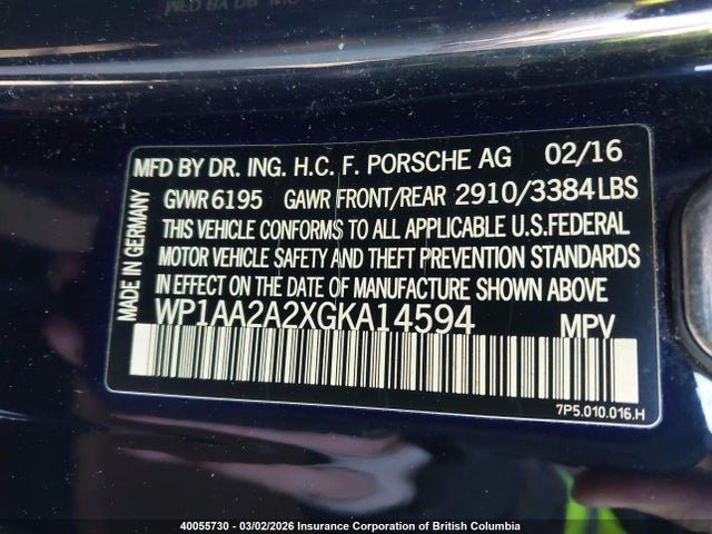WP1AA2A2XGKA14594 Porsche Cayenne