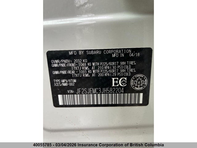 JF2SJEMC3JH582204 Subaru Forester 2.5i