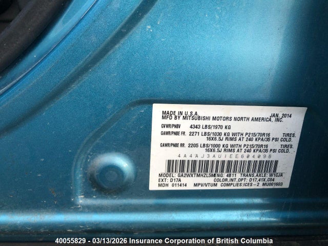 4A4AJ3AU1EE604096 Mitsubishi RVR