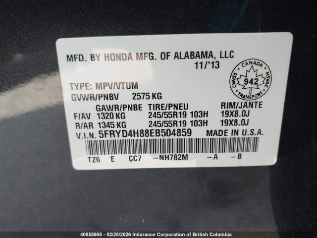 Acura MDX 2014 5FRYD4H88EB504859 Image 9