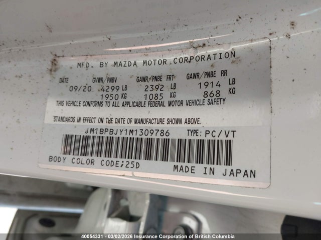 Mazda 3 2021 JM1BPBJY1M1309786 Image 9