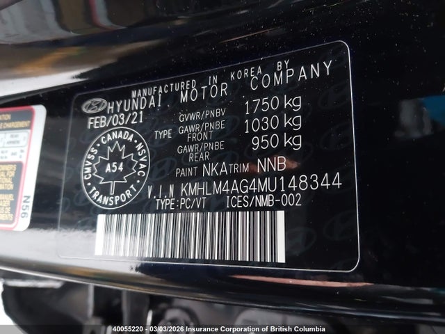 KMHLM4AG4MU148344 Hyundai ELANTRA SEL