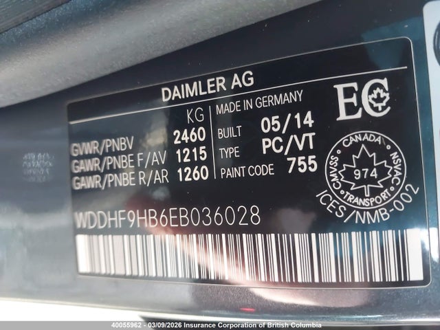 Mercedes-Benz E 250 Blutc 2014 WDDHF9HB6EB036028 Image 9
