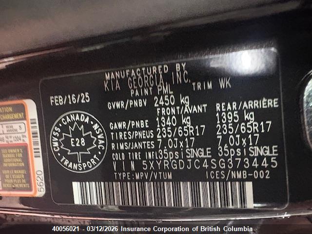 5XYRGDJC4SG373445 KIA SORENTO LX