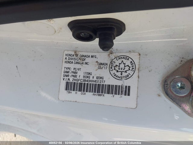 Honda CIVIC EX 2017 2HGFC3B40HH451277 Image 9